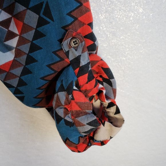 Billabong Cardigan Shawl Womens Medium Aztec Print Multicolored Fringed Boho - Picture 6 of 9